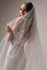 Maggie Sottero Sonoma wedding gown veil close-up lace back detail