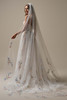 Maggie Sottero Zephyrine wedding gown veil view floral A-line train