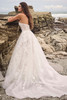 Maggie Sottero Destin wedding gown outdoor back view lace train