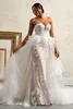 Maggie Sottero Nyjah wedding gown full front view silhouette with detachable ruffle train