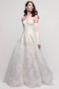 Watters Locket Verona ball gown with sweetheart neckline and detachable lace gauntlet sleeves front view