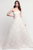 Watters Locket Vera full A-line wedding gown with scoop neckline and lace skirt front view