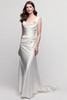 Watters Locket Amaryllis sheath wedding gown with draped neckline and charmeuse fabric front view