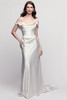 Watters Locket Amaryllis sheath bridal gown with off-the-shoulder straps and charmeuse finish
