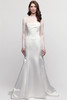 Watters Locket Lipa satin wedding gown with detachable lace sleeve underlay front view