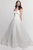 Watters Locket Peony A-line wedding gown with draped sweetheart neckline and organza skirt front view