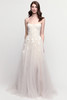 Watters Locket Verbena strapless A-line wedding gown with layered tulle and floral appliqués