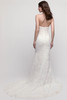 Watters Locket Amaranth bridal gown back view in ivory/off-white with fully beaded tulle and dramatic train