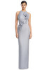 Front view of Alexander by Daymor 3200 silver shimmer stretch crepe mother of the bride dress with 3D floral detail