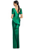 Back view of Alexander by Daymor 3202 emerald Mikado mother of the bride dress with cascading bow detail