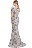 Back view of Alexander by Daymor 3205 taupe multi brocade mother of the bride dress with covered buttons