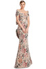 Front view of Alexander by Daymor 3206 peach multi brocade mother of the bride dress with sweetheart neckline