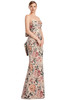 Front view of Alexander by Daymor 3206 peach multi brocade strapless mother of the bride dress