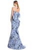 Back view of Alexander by Daymor 3206 ice blue multi brocade strapless mother of the bride dress