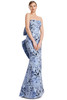 Front view of Alexander by Daymor 3206 ice blue multi brocade strapless mother of the bride dress
