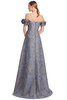 Back view of Alexander by Daymor 3216 slate multi metallic floral jacquard mother of the bride dress