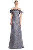 Front view of Alexander by Daymor 3216 slate multi metallic floral jacquard mother of the bride dress