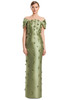 Front view of Alexander by Daymor 3220 olive Mikado mother of the bride dress with floral embellishments