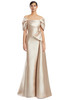 Front view of Alexander by Daymor 3222 wheat Mikado mother of the bride dress with detachable wrap