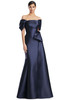 Front view of Alexander by Daymor 3222 navy Mikado mother of the bride dress with fit and flare silhouette