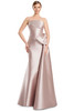 Front view of Alexander by Daymor 3222 silver peony strapless Mikado mother of the bride dress with peplum detail