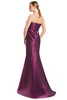 Back view of Alexander by Daymor 3222 plum Mikado mother of the bride dress with covered buttons