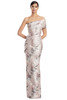 Front view of Alexander by Daymor 3223 quartz multi metallic brocade mother of the bride dress with one-shoulder neckline