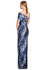 Back view of Alexander by Daymor 3223 navy multi metallic brocade mother of the bride dress with back slit