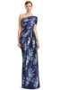 Front view of Alexander by Daymor 3223 navy multi metallic brocade mother of the bride dress