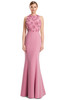 Front view of Alexander by Daymor 3235 peony crepe mother of the bride dress with high neckline