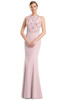 Front view of Alexander by Daymor 3235 quartz crepe mother of the bride dress with floral appliques