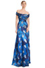 Front view of Alexander by Daymor 3247 navy multi floral satin mother of the bride dress with A-line silhouette