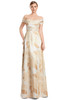 Front view of Alexander by Daymor 3247 champagne multi floral satin mother of the bride dress