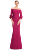 Front view of Alexander by Daymor 3251 magenta crepe mother of the bride dress with fitted silhouette