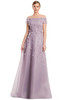 Front view of Alexander by Daymor 3253 lilac organza mother of the bride dress with 3D floral embellishments