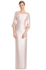 Front view of Alexander by Daymor 3256 soft pink satin twill mother of the bride dress with off-the-shoulder neckline