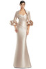Front view of Alexander by Daymor 3263 wheat satin twill mother of the bride gown with sculpted bodice