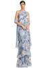 Front view of Alexander by Daymor 3268 delphi blue multi floral chiffon mother of the bride gown