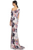 Back view of Alexander by Daymor 3274 toasted almond multi floral satin mother of the bride gown with train