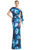 Front view of Alexander by Daymor 3274 navy multi floral satin mother of the bride gown