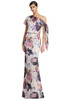 Front view of Alexander by Daymor 3274 toasted almond multi floral satin mother of the bride gown