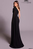 Back view of Tarik Ediz Vilson column gown with cape