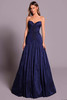 Front view of navy Tarik Ediz Melati taffeta mother gown