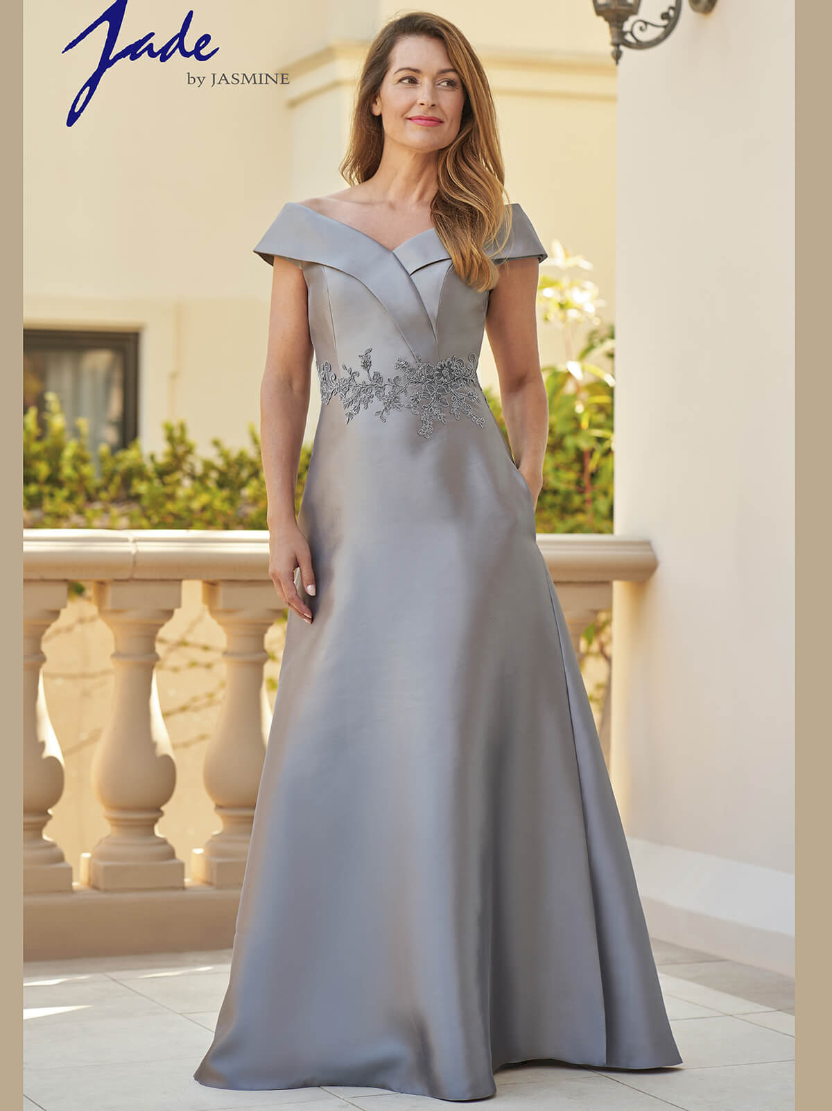 jade design confirmation dresses Mikado by Jasmine J215012 Mother of The Bride Gown Crocheting the viral TAYLOR Unframed The bust and waist Size:40 FR
