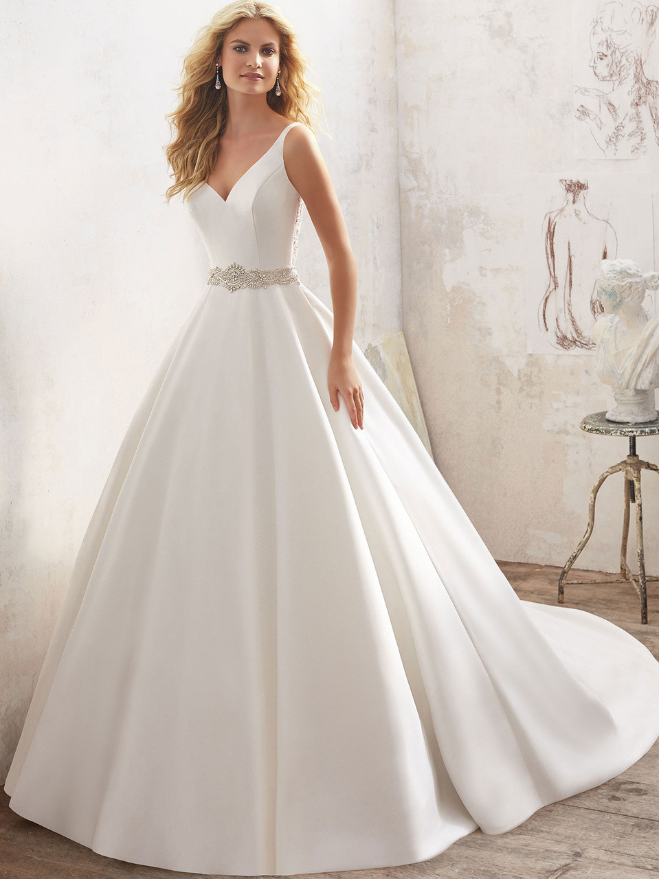 Mori Lee 8123 V-neck A-line Wedding Dress 