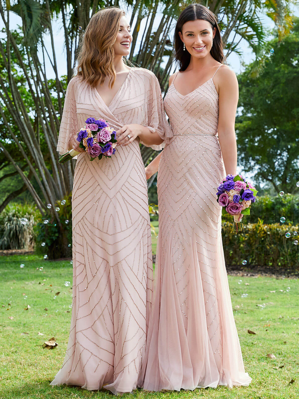 V neck Adrianna Papell Bridesmaid Dress 40321 Dimitra Designs