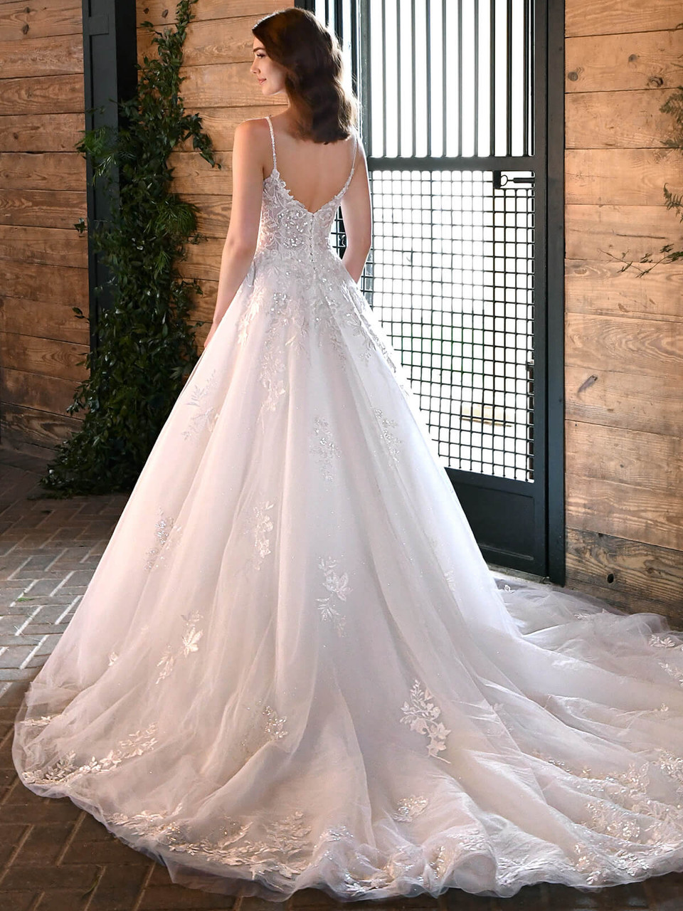 Sheer Hand-Beaded Wedding Dress with Voluminous Sleeves - D3216 | Essense  of australia wedding dresses, Wedding dresses beaded, Ball gown wedding  dress