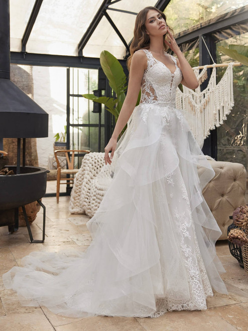 Whimsical Ballgown with Layered Skirt and Ruched Bodice - Martina Liana  Wedding Dresses