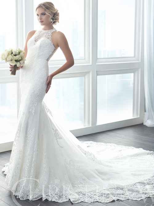 Christina Wu 15620 Illusion High Neckline Wedding Dress