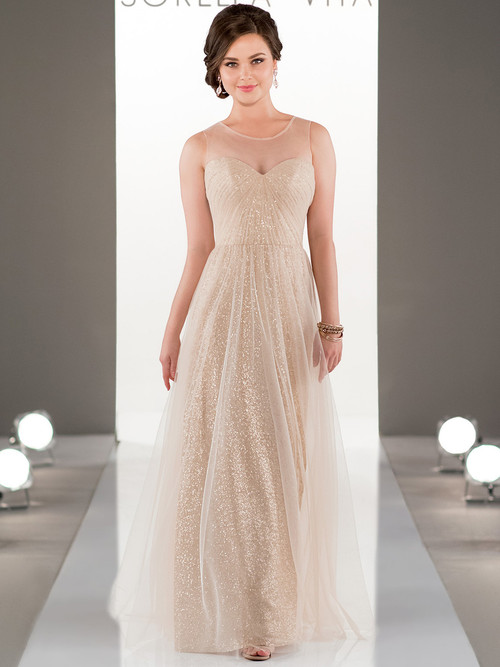 Tulle And Sequin Floor Length bridesmaid dress Sorella Vita 8689